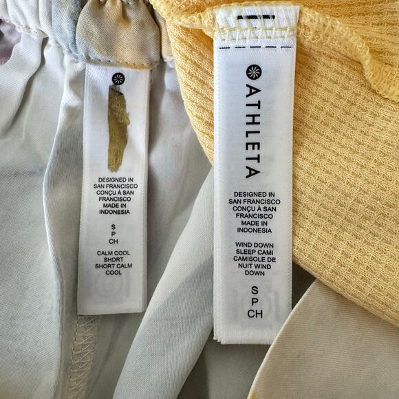 NWT Athleta Outfit Cami & Shorts Womens Small Wind Down Yellow Athleisure Lounge - Picture 6 of 13